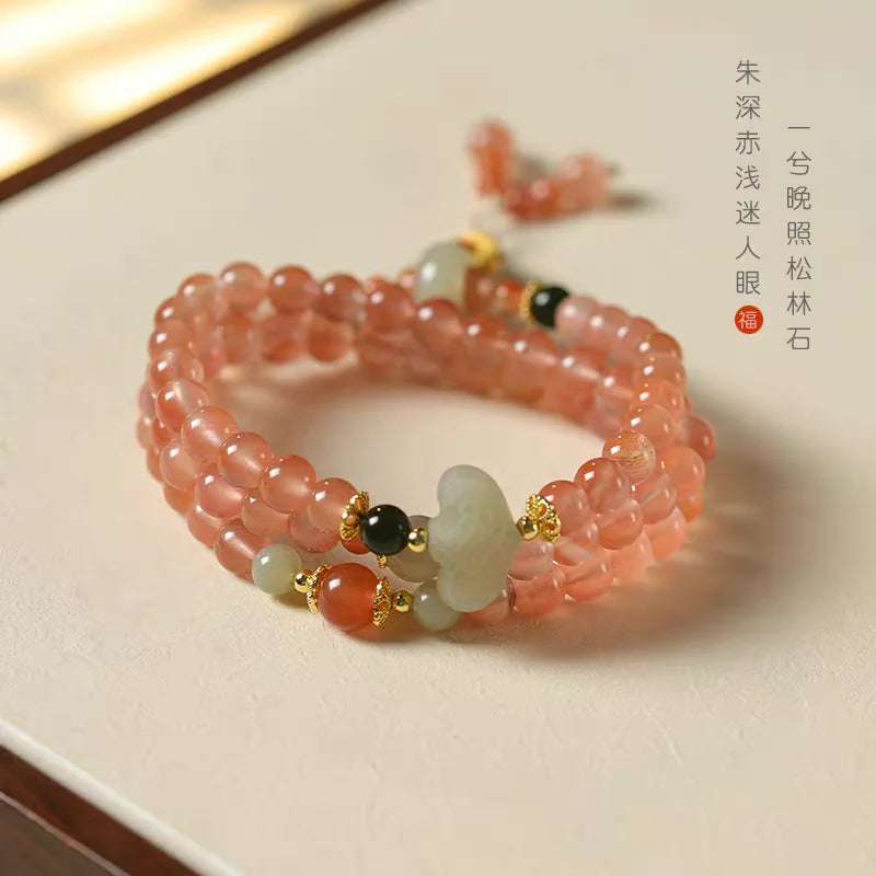 Woven Craft New Chinese Bracelet High-end Lucky Beads Hand String Multi-circle New Artistic Valentine's Day Gift for Girlfriend