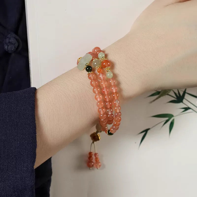 Woven Craft New Chinese Bracelet High-end Lucky Beads Hand String Multi-circle New Artistic Valentine's Day Gift for Girlfriend